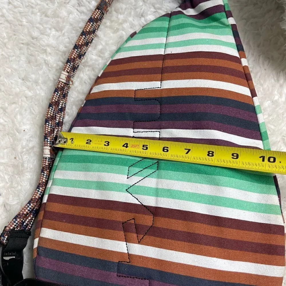 Kavu Rope sling back/ crossbody bag Canvas stripes Aztec color padded back .